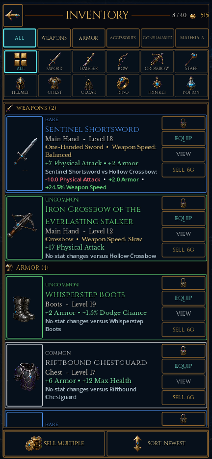 Aetherwake inventory