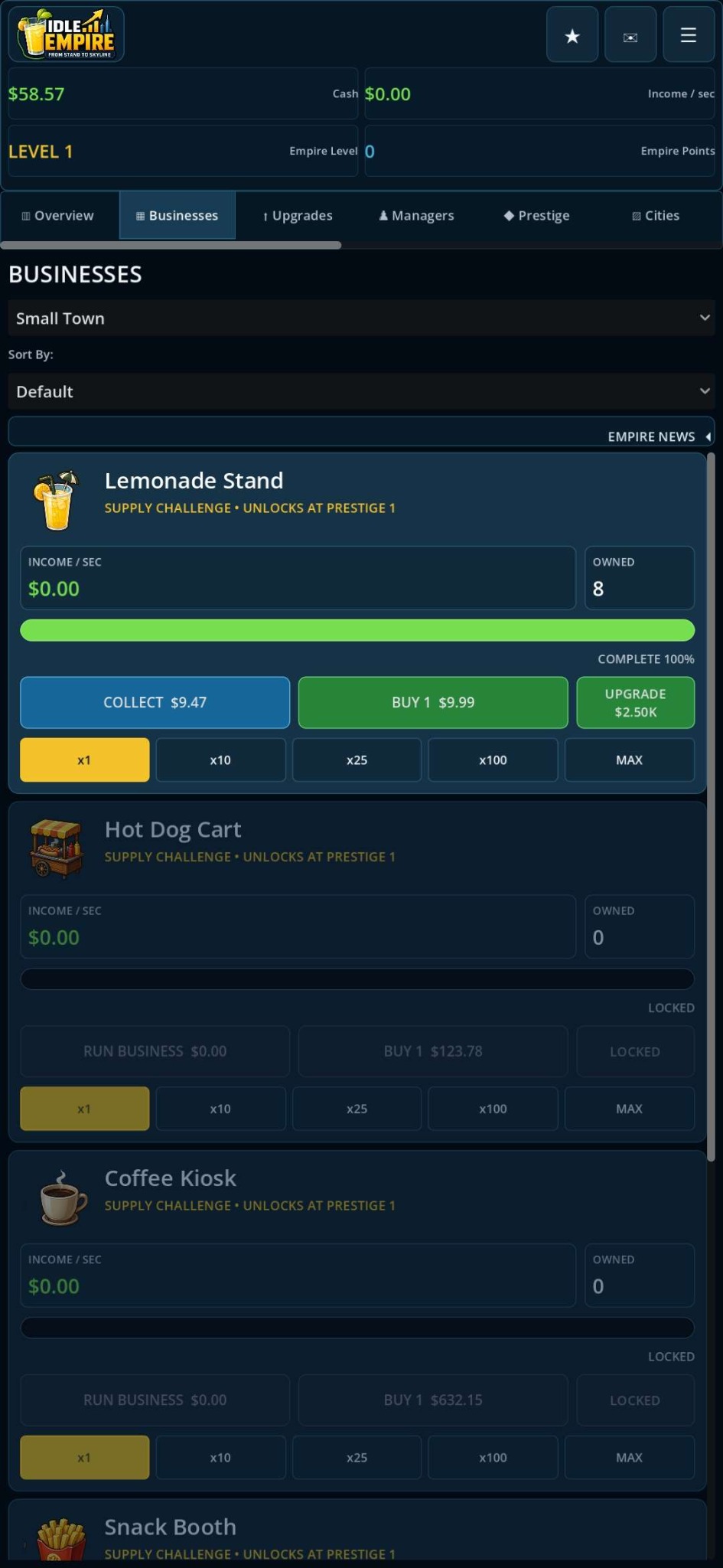 Upgrade screen